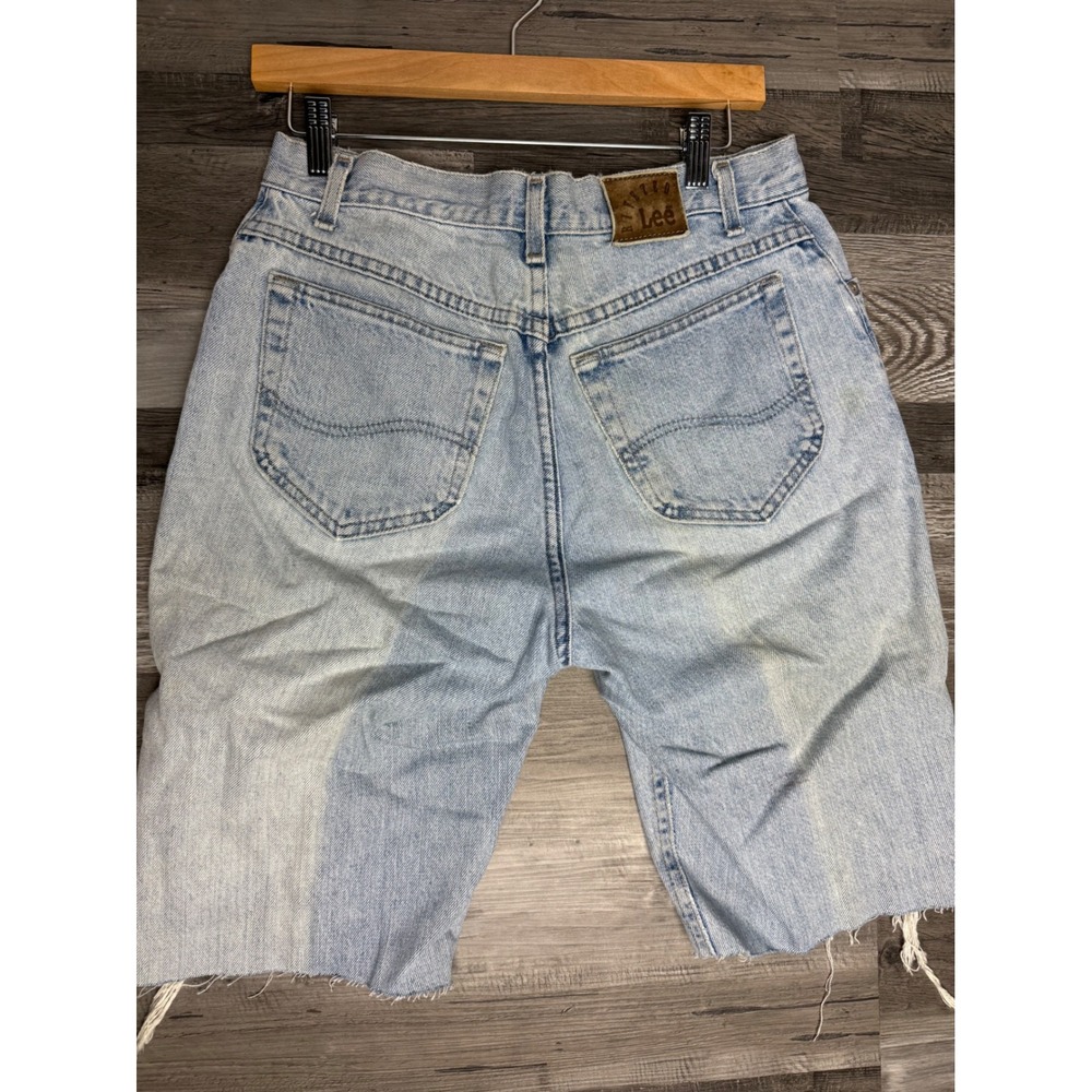 Vintage Lee Denim Shorts Light Wash Distressed Cut Off Frayed Hem Mens 28 - Picture 2 of 4